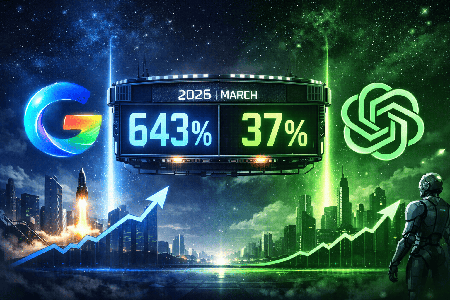 Gemini急成長643% vs ChatGPT 37%——2026年3月、AI覇権レースの最新スコアボード