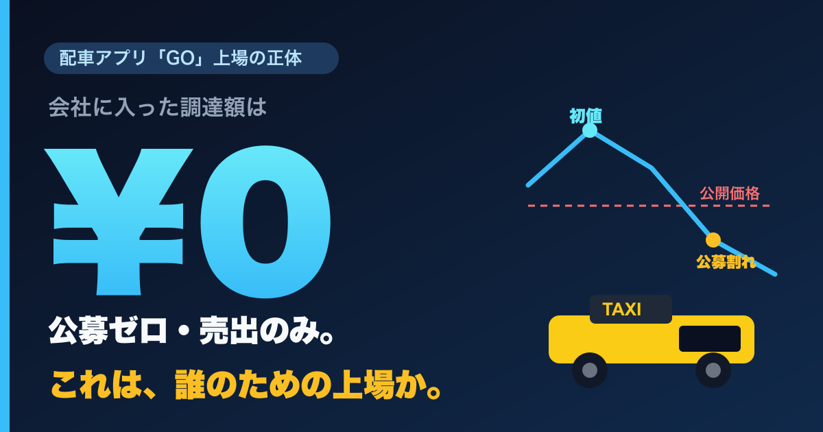 【上場したのに、会社に1円も入らない】配車アプリGOの"奇妙なIPO"を解剖する