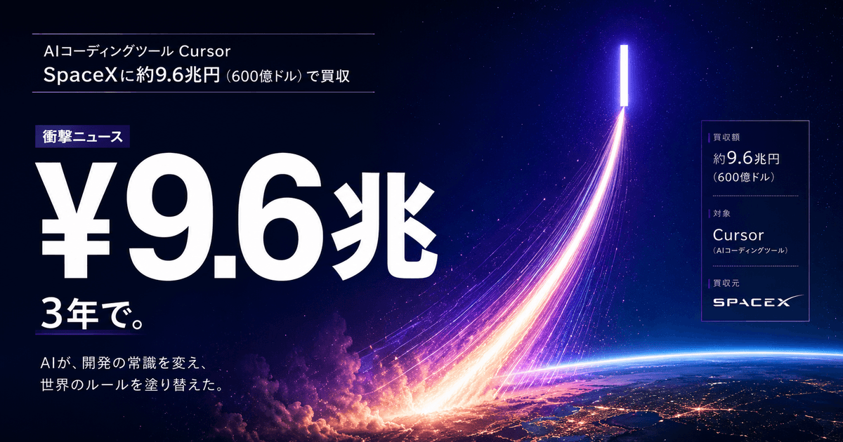 なぜCursorは創業3年で9.6兆円になれたのか — SpaceX買収が証明した「最速SaaS」の設計図